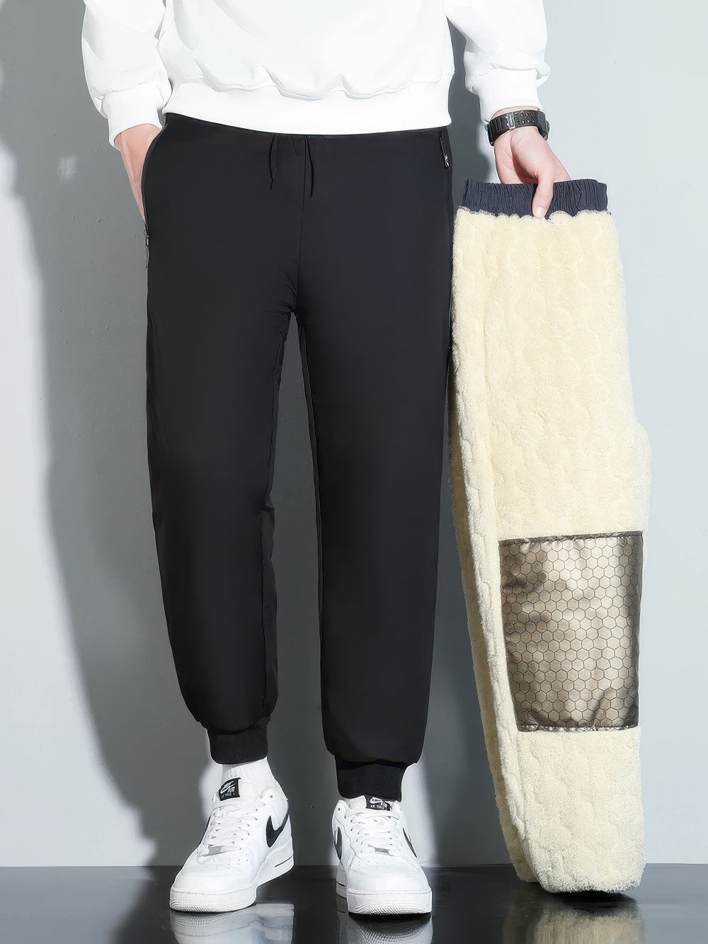 Winddichte, warme, mit Fleece gefütterte Herren Jogginghose