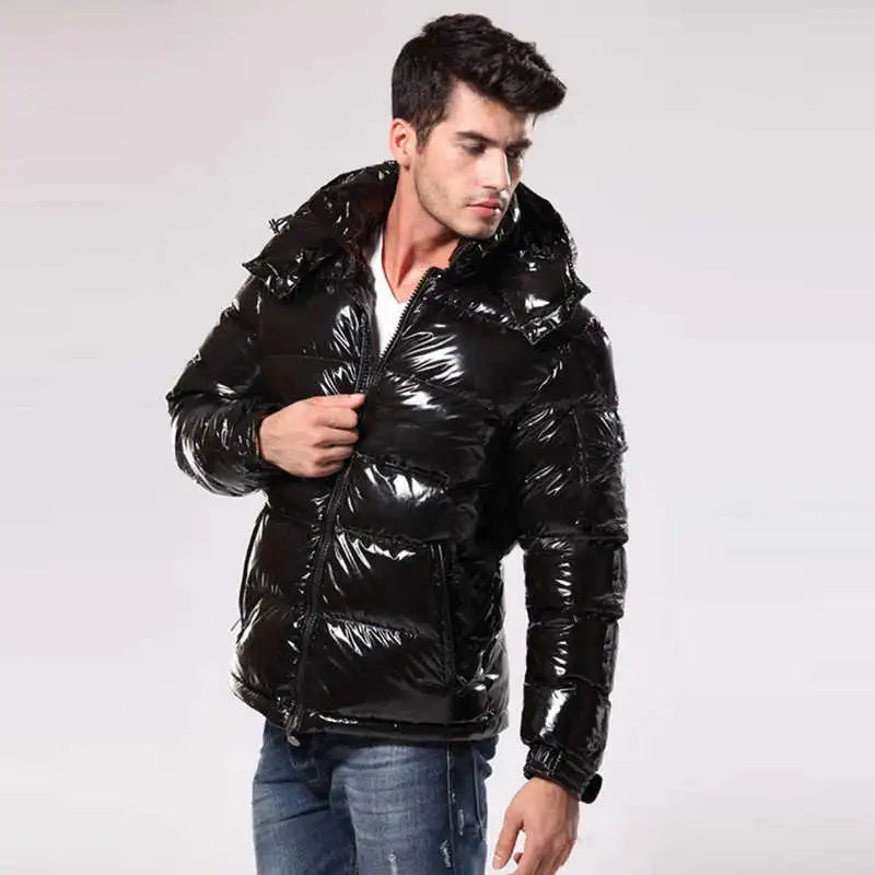 Glänzende Herren-Pufferjacke