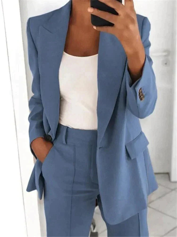 Blazer und Weite Bein Hose Zweiteiliges Set