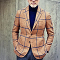 Klassischer Herbst Karierter Tweed Retro Blazer für Herren