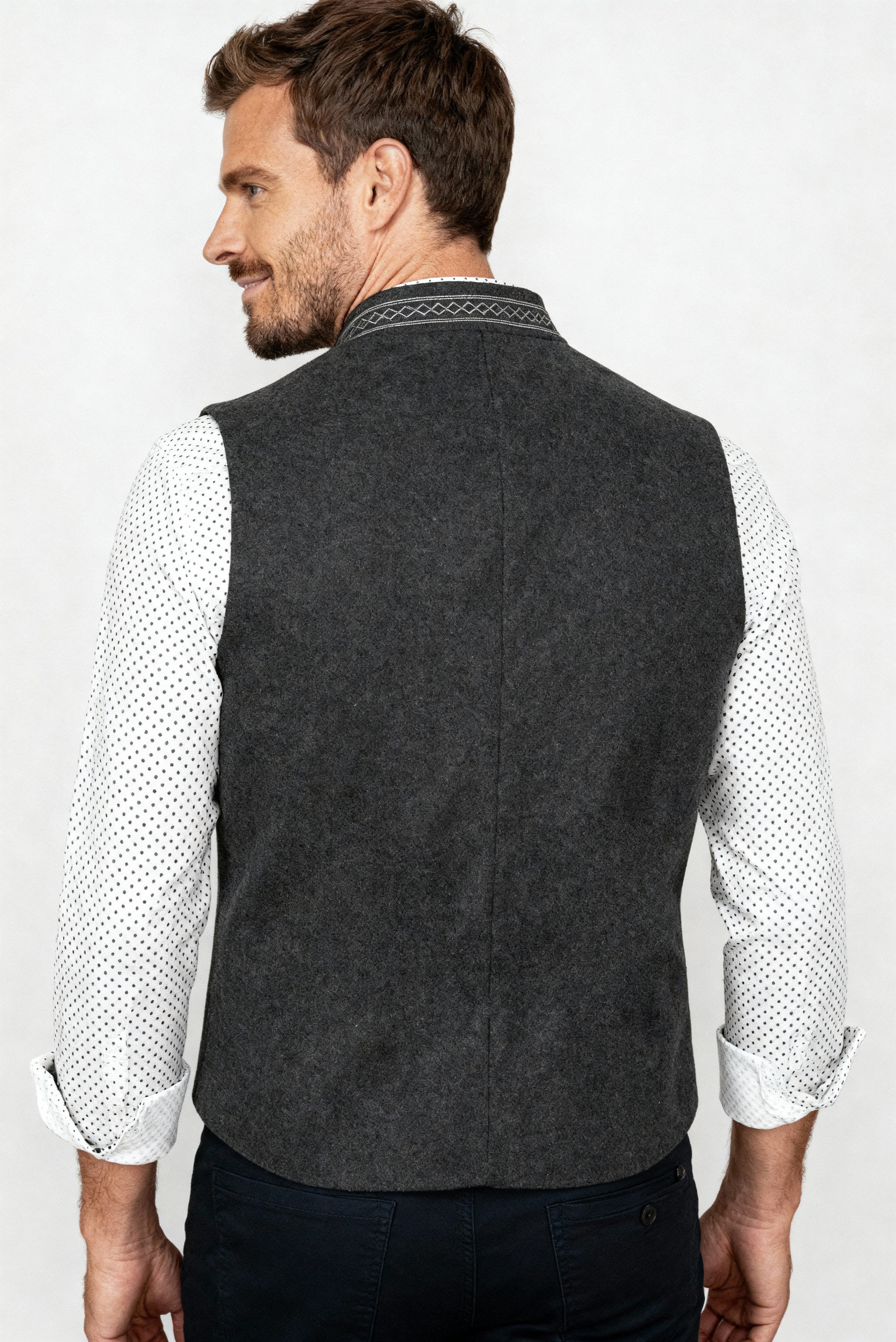 Elegante Herren Trachtenweste Grau Traditionell