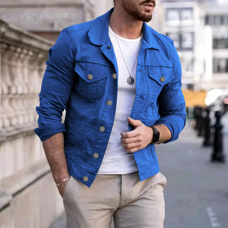 Klassisch gefärbte Jeansjacke für Männer