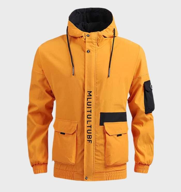 Warme, leichte Jacke mit Taschen, Kapuze und Kordelzug