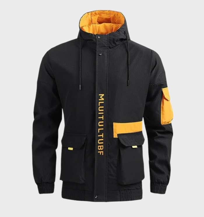 Warme, leichte Jacke mit Taschen, Kapuze und Kordelzug