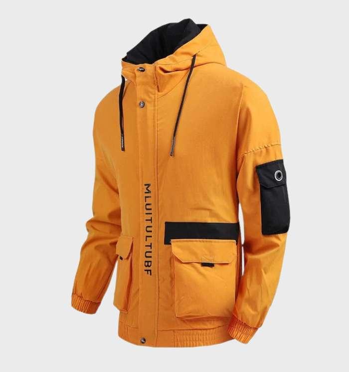Warme, leichte Jacke mit Taschen, Kapuze und Kordelzug