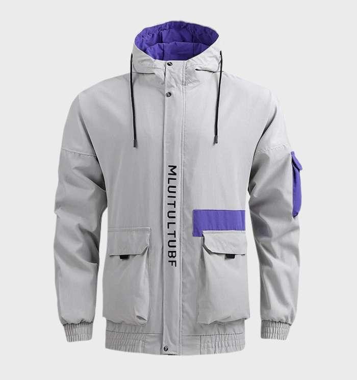 Warme, leichte Jacke mit Taschen, Kapuze und Kordelzug