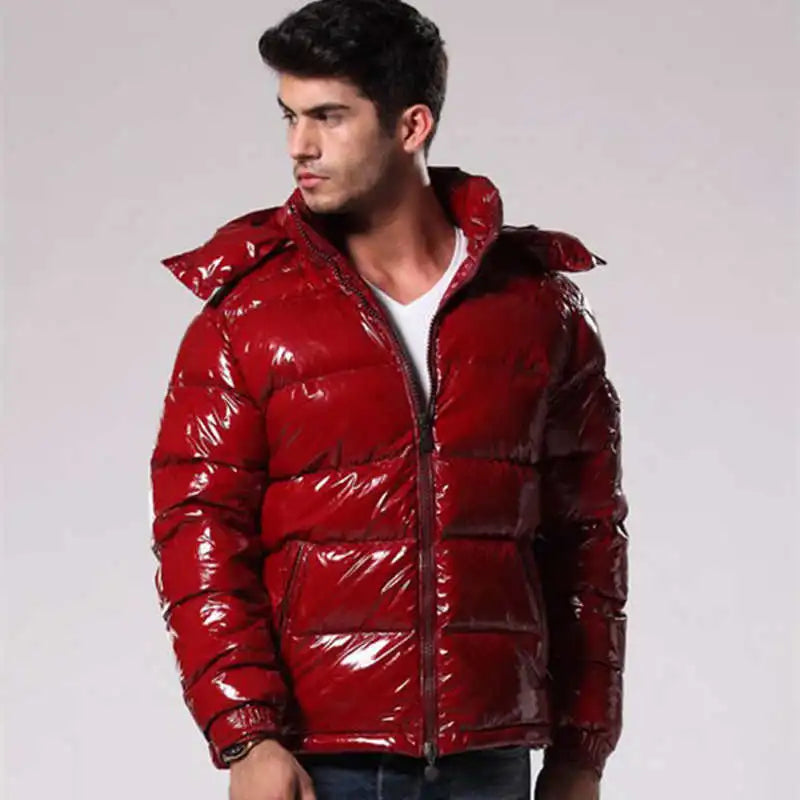 Glänzende Herren-Pufferjacke