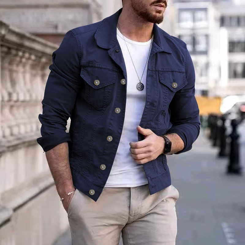 Klassisch gefärbte Jeansjacke für Männer