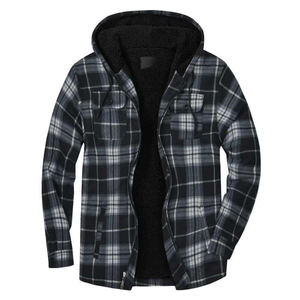 Kariertes Herrenjacke mit Kapuze