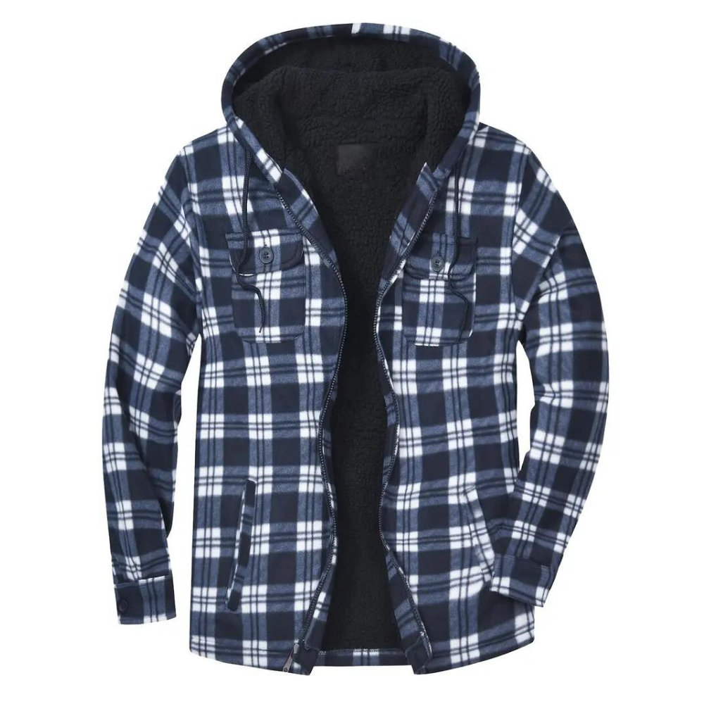 Kariertes Herrenjacke mit Kapuze
