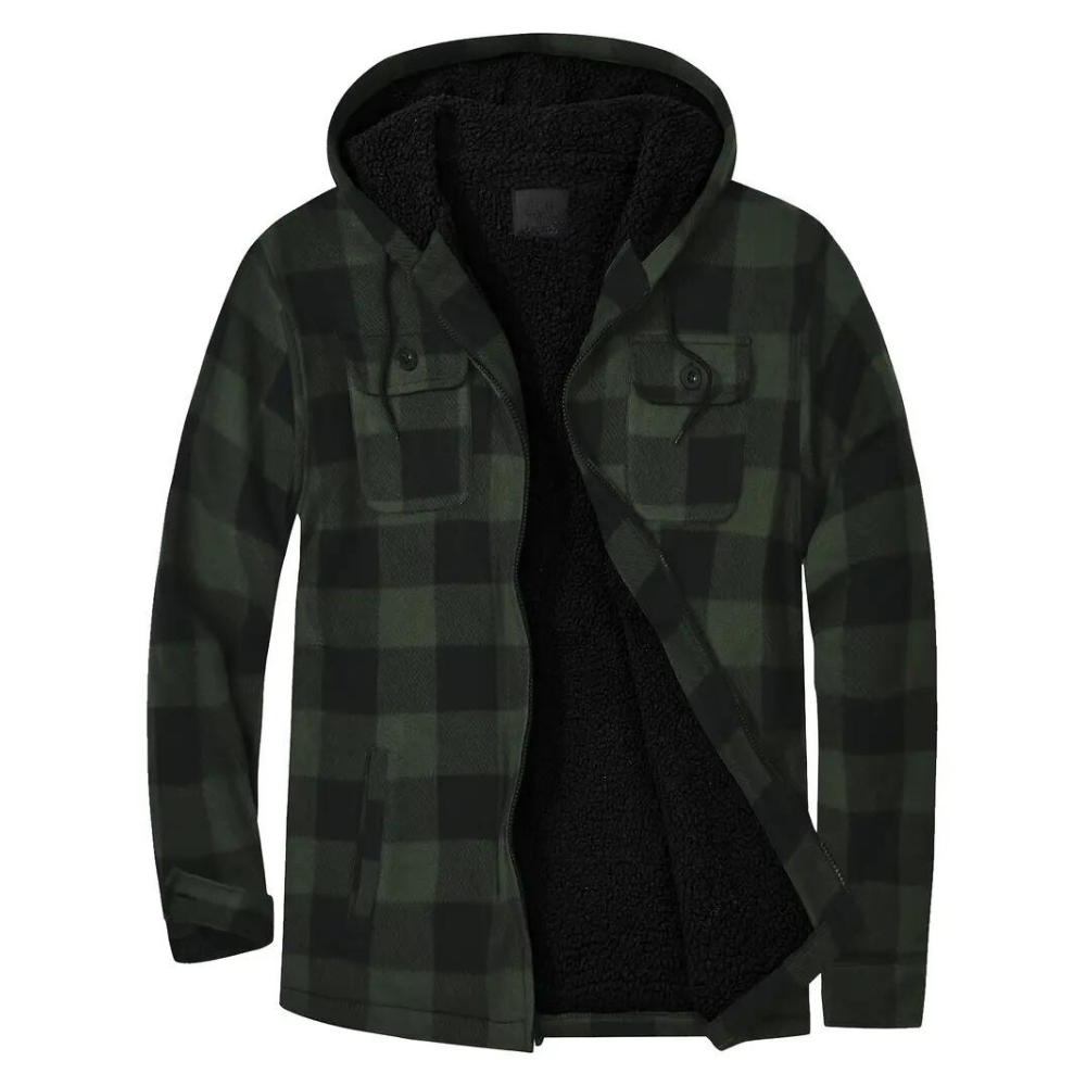 Kariertes Herrenjacke mit Kapuze