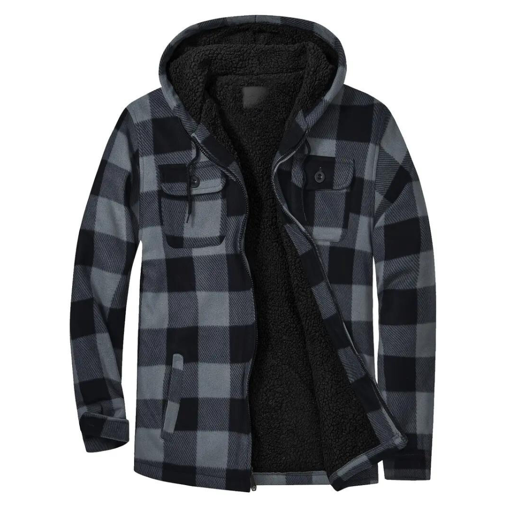 Kariertes Herrenjacke mit Kapuze