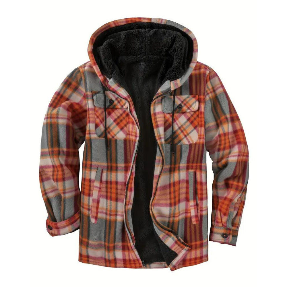 Kariertes Herrenjacke mit Kapuze