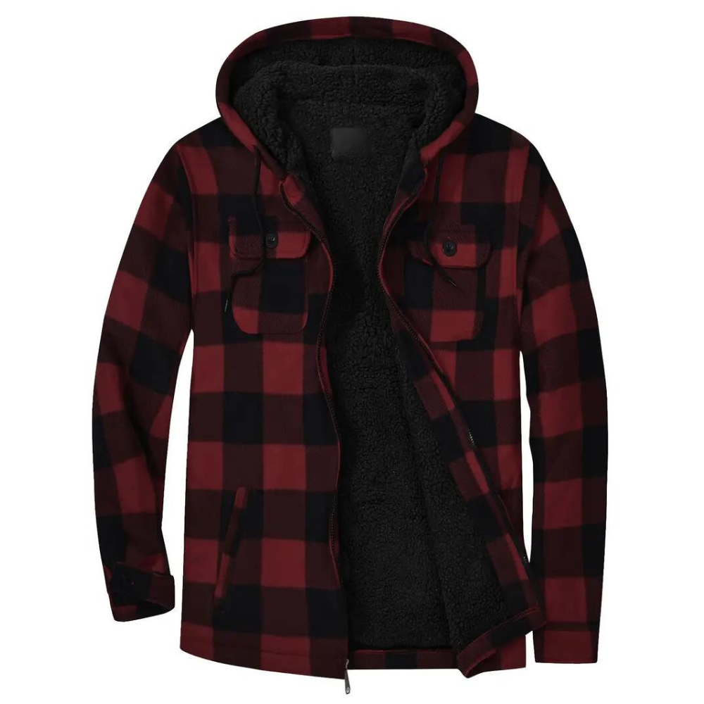 Kariertes Herrenjacke mit Kapuze