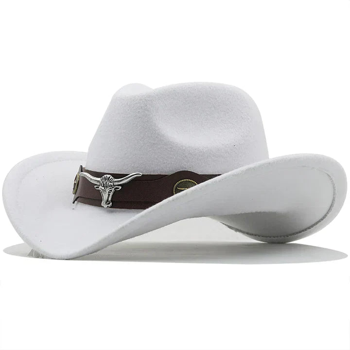 Western-Stil Filzhut mit Stier-Schnallenband
