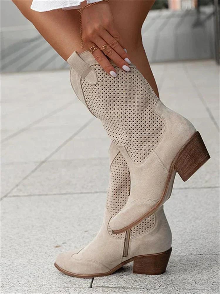 Atmungsaktive Schicke Cowboy-Stiefel mit Reißverschluss
