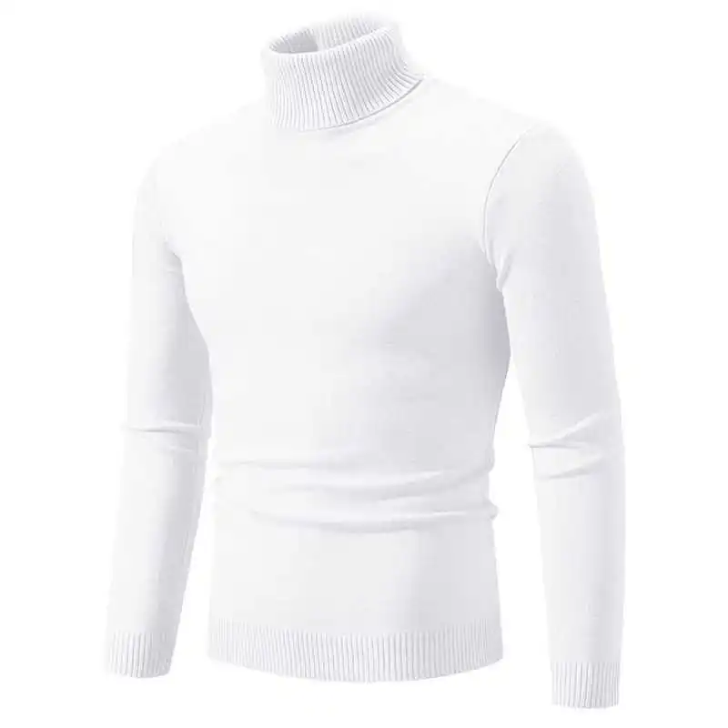 Stilvoller Rollkragen Einfarbiger Herbstpullover für Männer