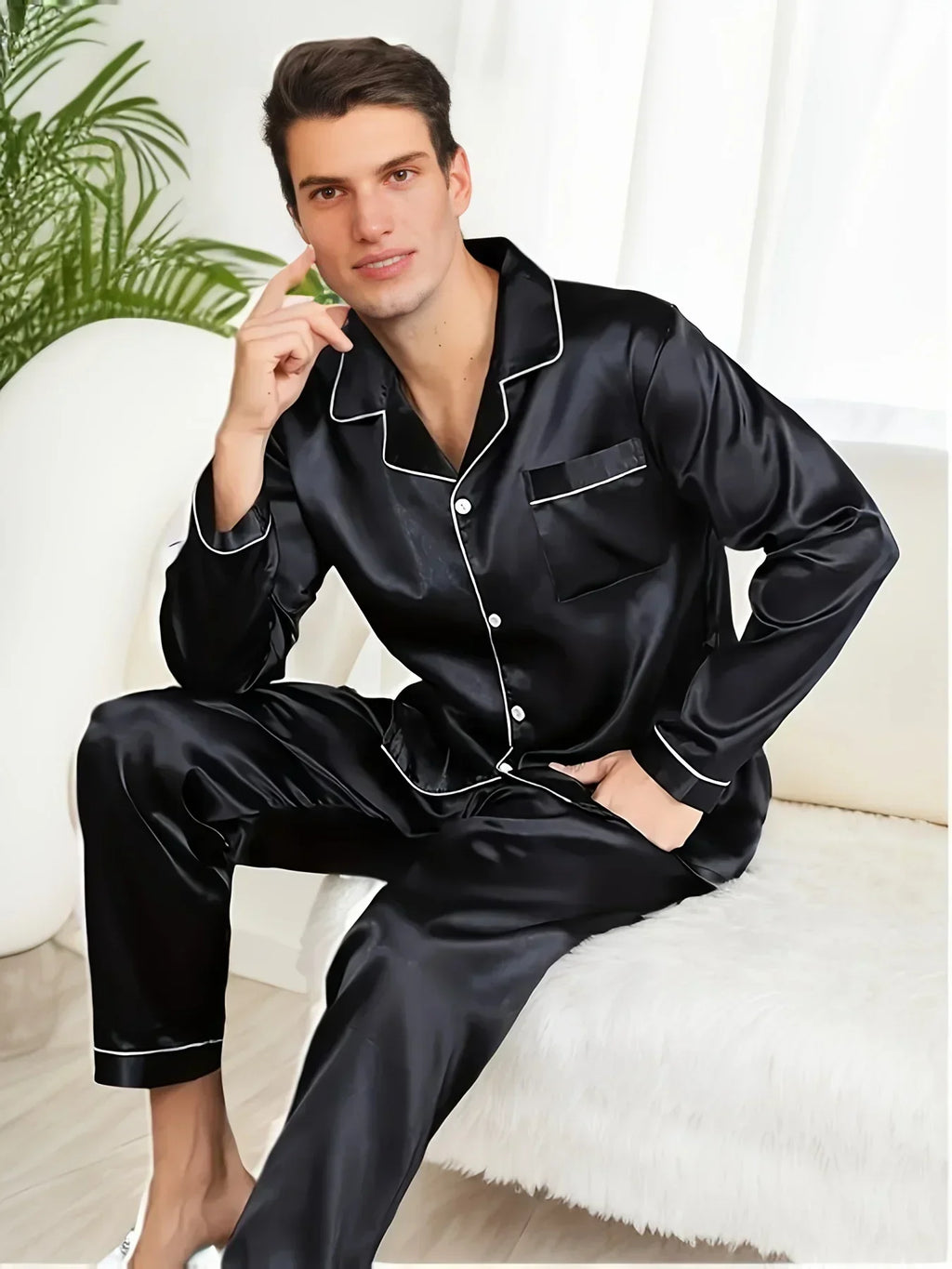 Herren-Pyjama-Set aus Satin