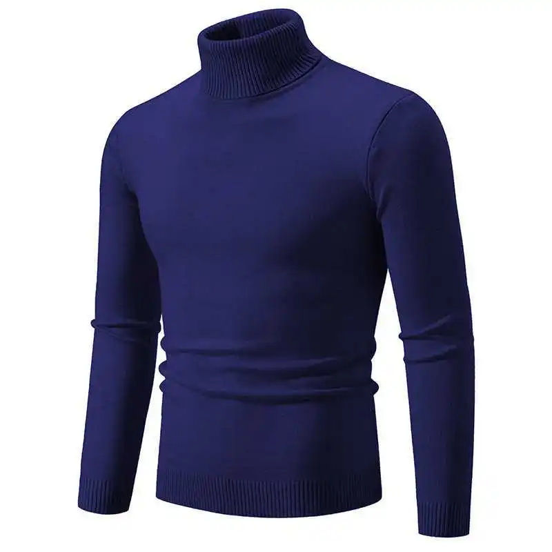 Stilvoller Rollkragen Einfarbiger Herbstpullover für Männer
