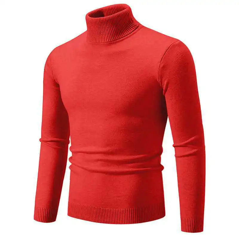 Stilvoller Rollkragen Einfarbiger Herbstpullover für Männer
