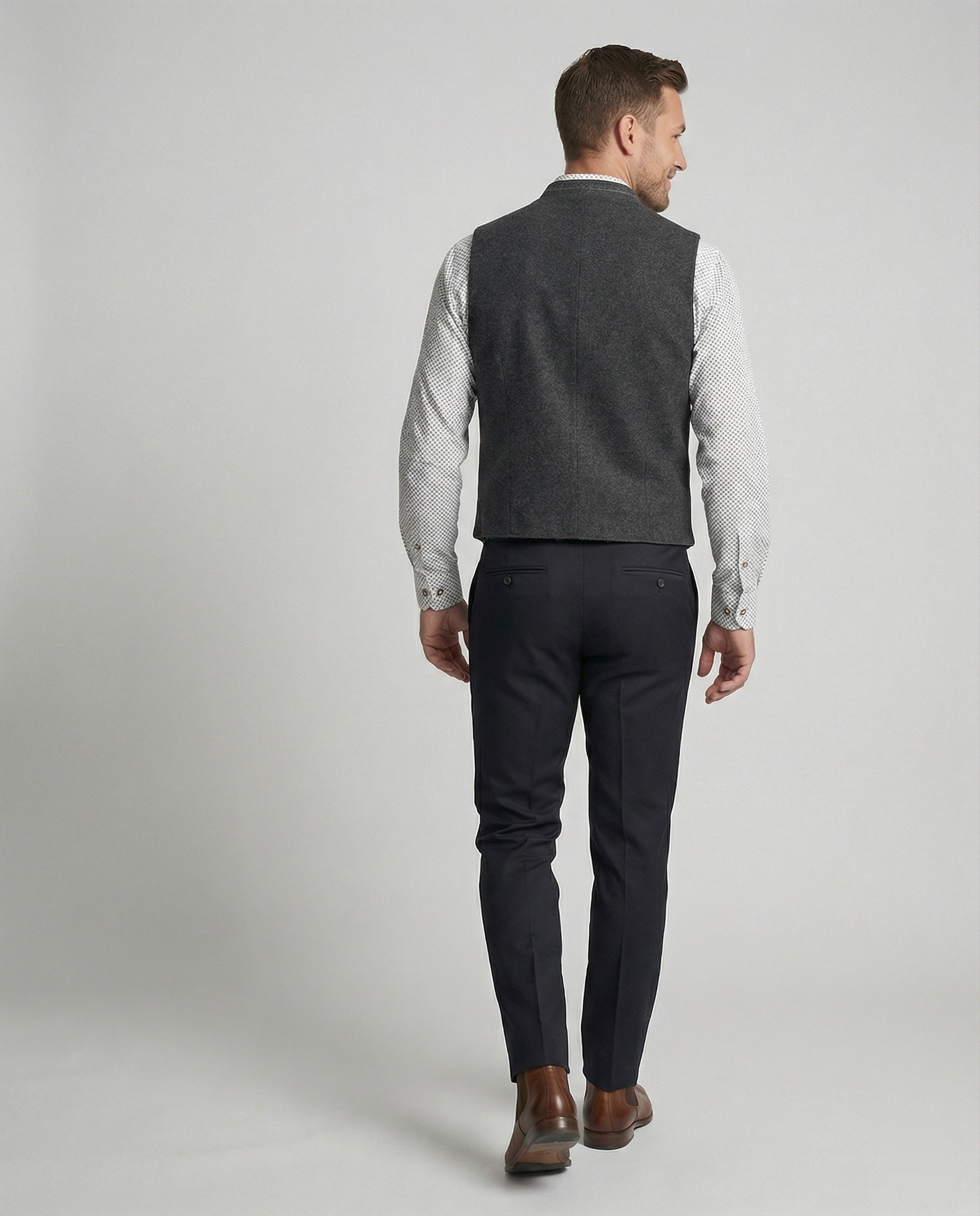 Elegante Herren Trachtenweste Grau Traditionell