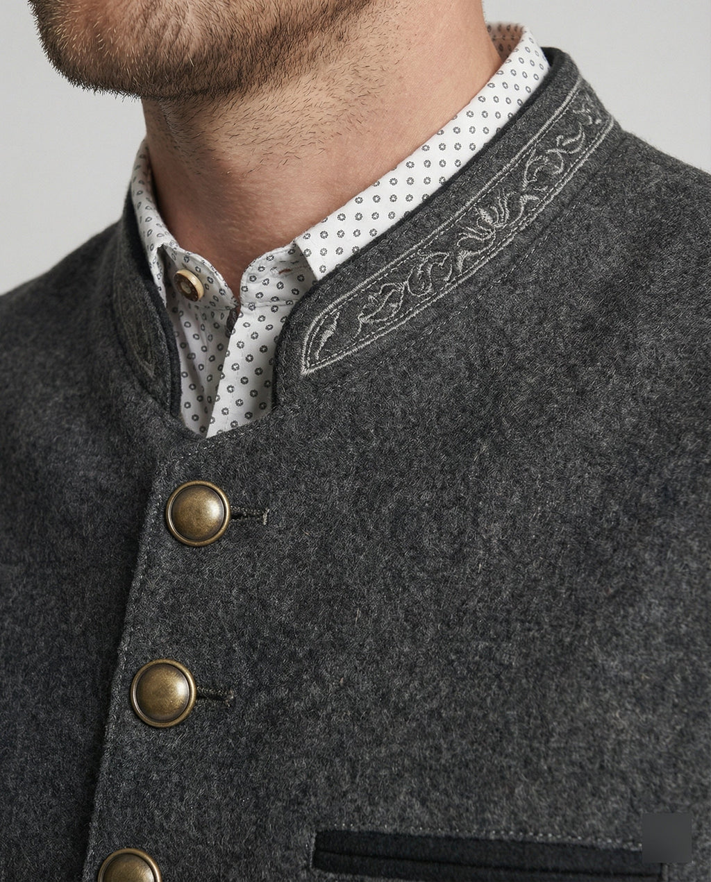 Elegante Herren Trachtenweste Grau Traditionell