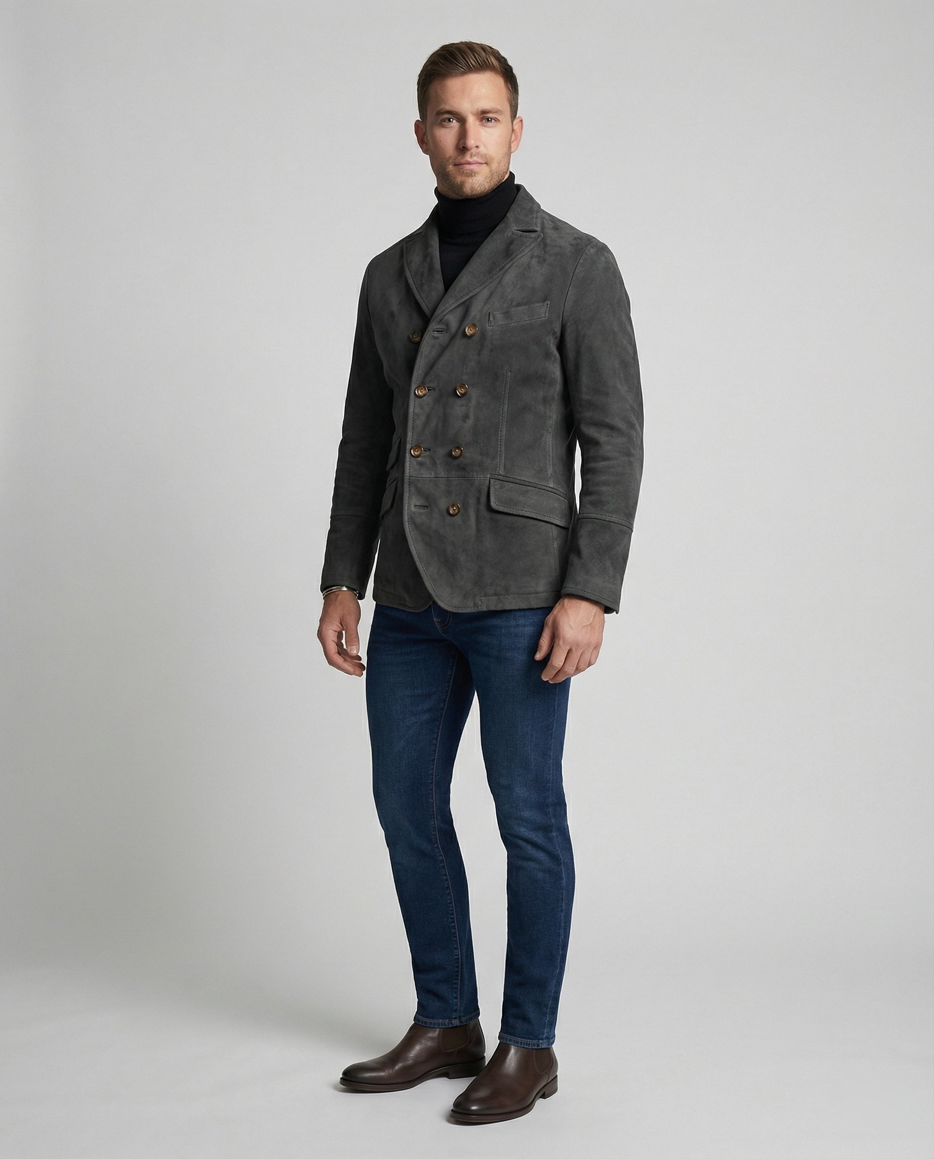 Klassischer Herbst Doppelreihiger Blazer für Männer