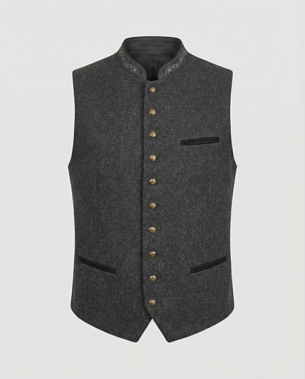 Elegante Herren Trachtenweste Grau Traditionell