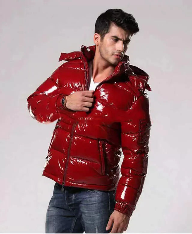 Glänzende Herren-Pufferjacke